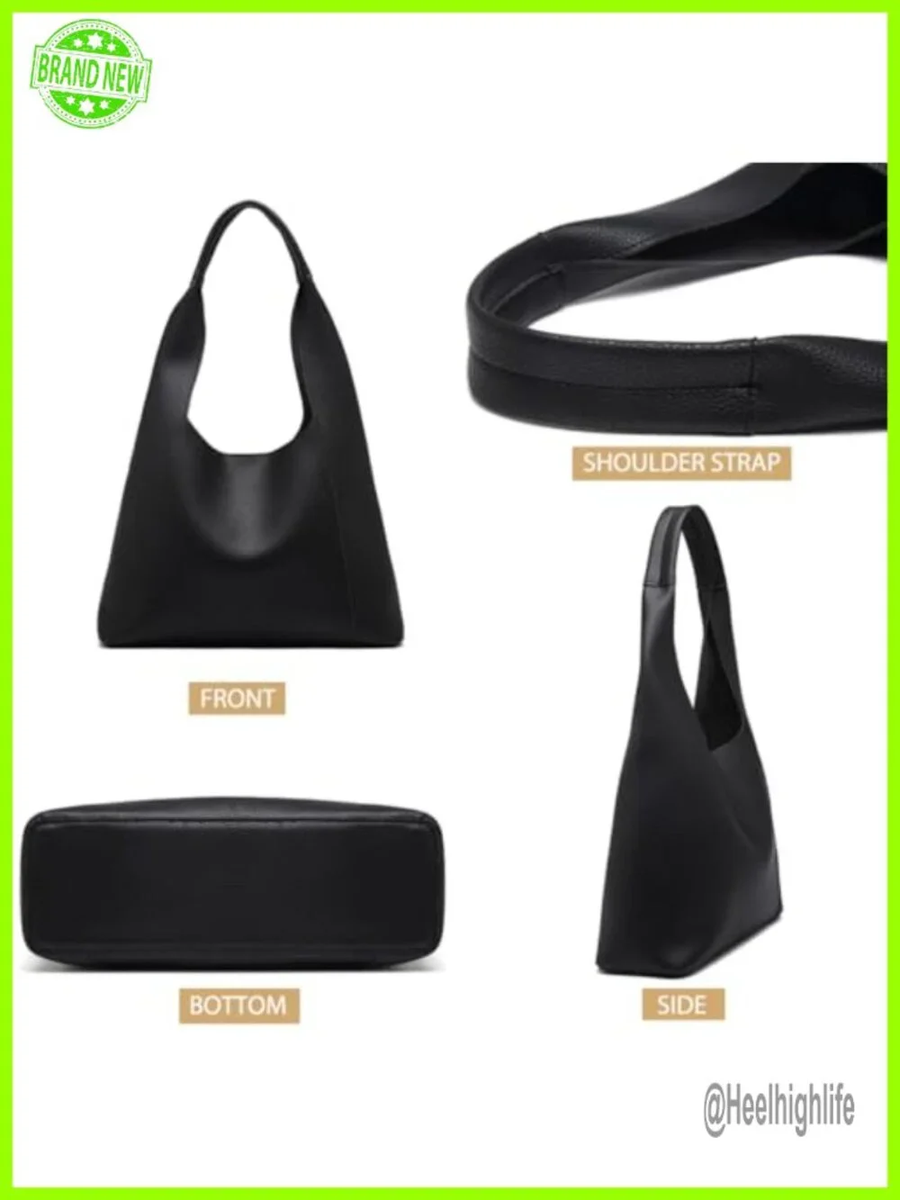 Vegan Leather Slouchy Hobo Tote Bag Shoulder Handbag Large Capacity